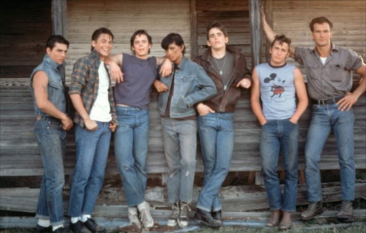 9b. Tom Cruise, Rob Lowe, C. Thomas Howell, Ralph Macchio, Matt Dillon, Emilio Estevez, and Patrick Swayze The Greasers from Francis Ford Coppola's The Outsiders 1983