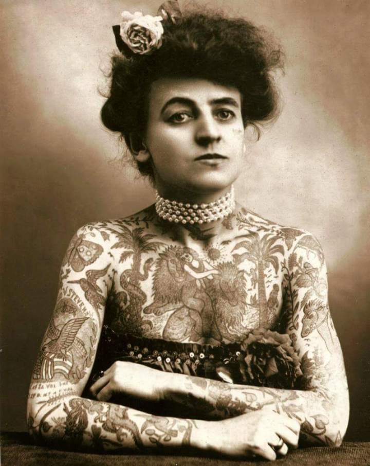 14. Maud Wagner, the first known female tattooist, circa 1911.