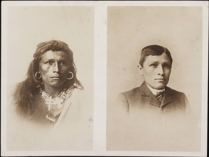 20. A Navajo Indian, Tom Torlino, before and after his assimilation at the Carlisle Indian Industrial School in Carlisle, PA, circa 1882