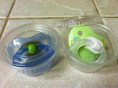 30 Keep pacifiers clean in your bag with sauce-to-go containers.