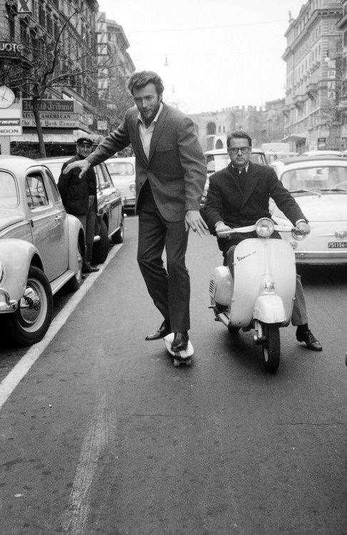 11. Clint Eastwood skateboarding in Rome, 1964