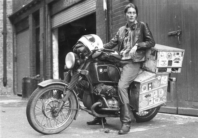 15. Elspeth Beard, shortly after becoming first Englishwoman to circumnavigate the world by motorcycle. The journey took 3 years and covered 48,000 miles.