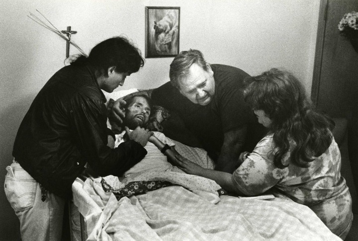 33. Widely considered the photo that changed the face of AIDS A father comforts his son, David Kirby, on his deathbed in Ohio. Published in LIFE magazine, November 1990.