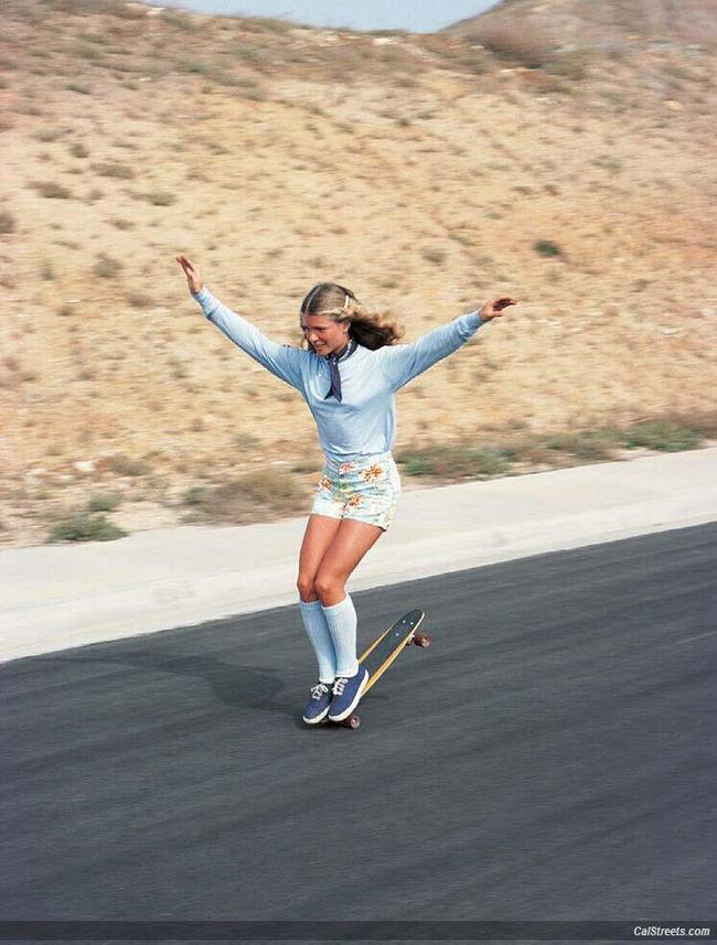 35. Ellen O'Neal, the greatest woman freestyle skateboarder in the 1970s.
