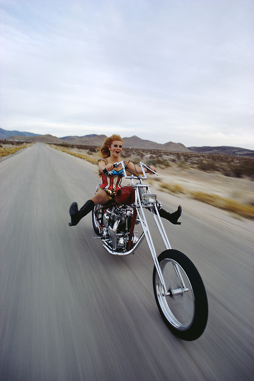 4. Ann Margaret totally rocking it out on her bike, (1969)