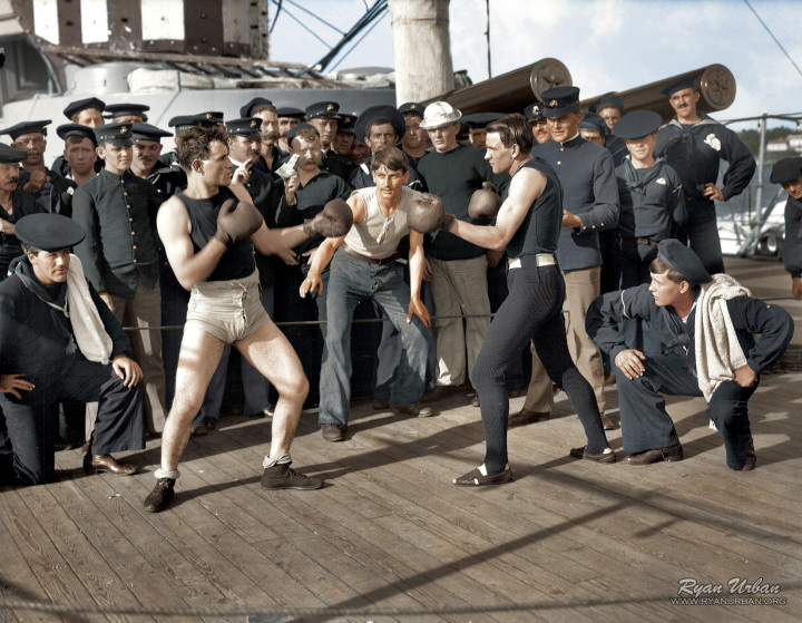 13b. Boxing match aboard the U.S.S. New York July 3, 1899.