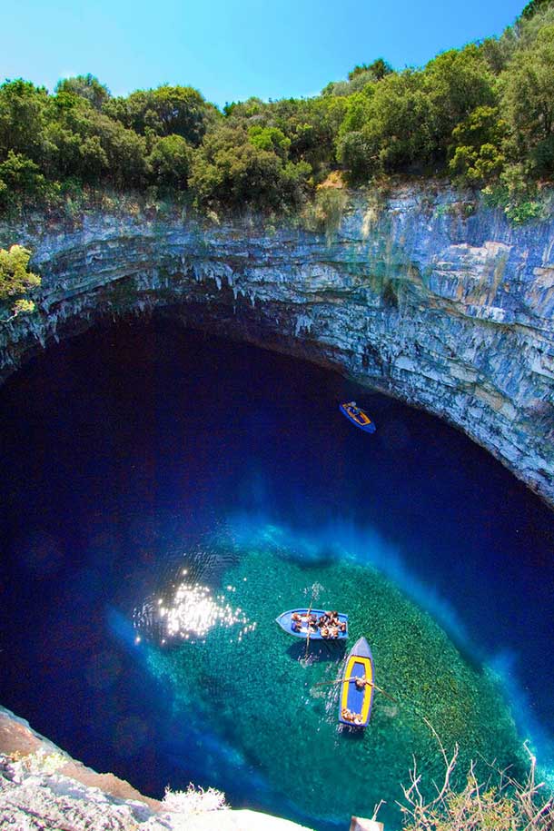 16. Melissani Cave in Kefalonia, Greece