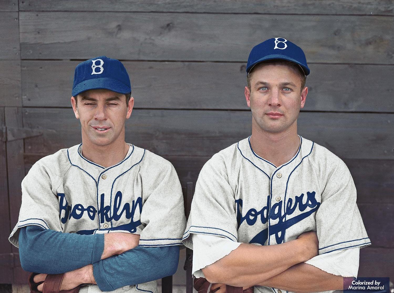 30. Brooklyn Dodgers spring training, 1946. Stan Rojek and Gene Hermanski.