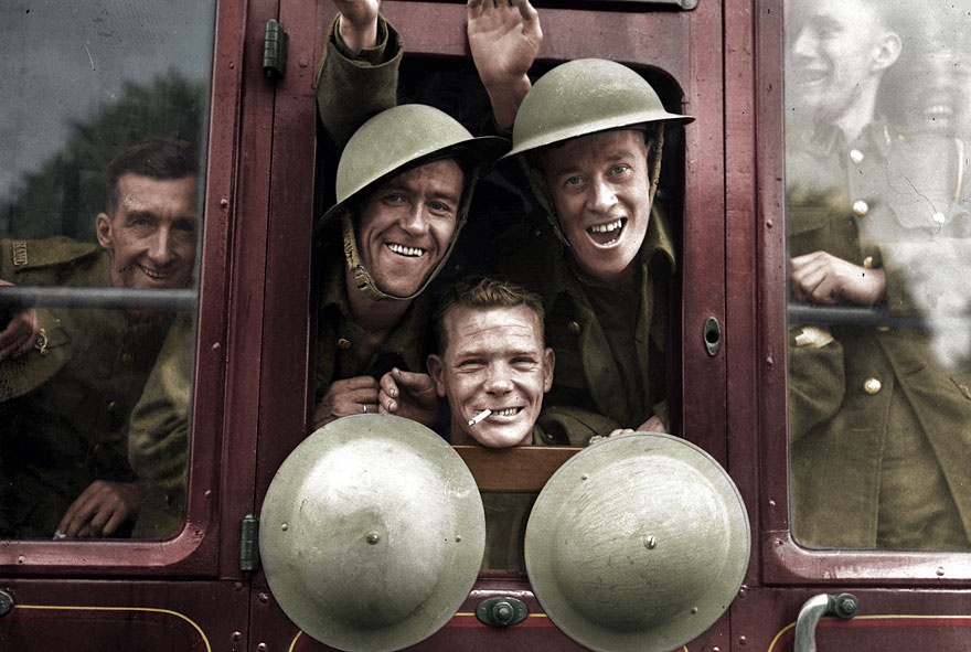33. British Troops Cheerfully Board their Train for the First Stage of their Trip to the Western Front – England, September 20, 1939