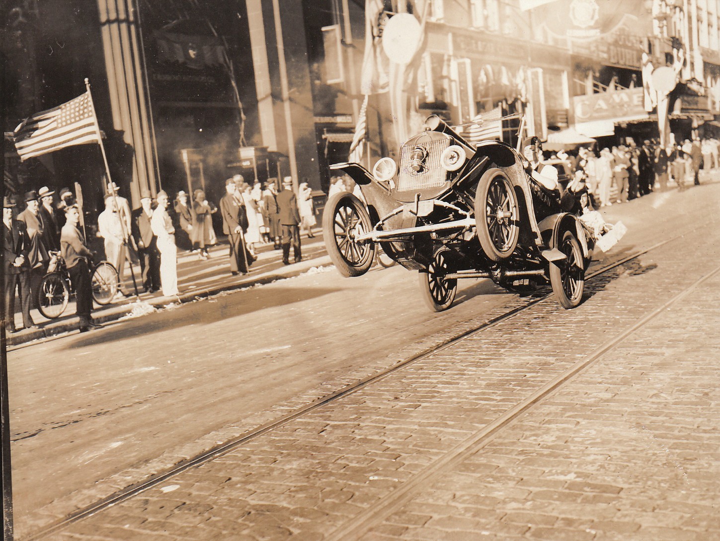 11. The world's first ever known wheelie to be successfully attempted, c. 1936.