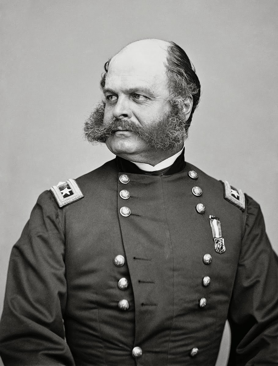 13. The man who invented the side burns, Civil War General Amrbose Burnside, whose unusual facial hair led to the coining of the term sideburns