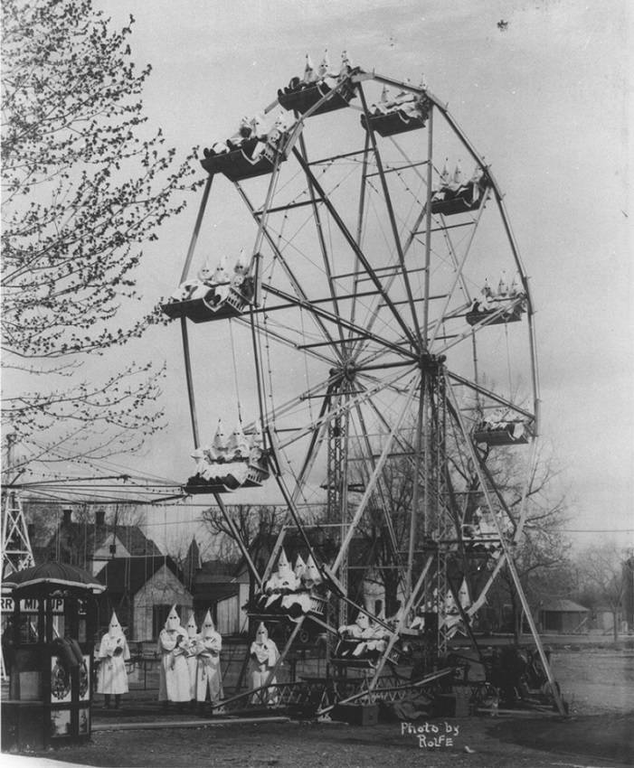 15. Ku Klux Klan on a ferris wheel, 1925