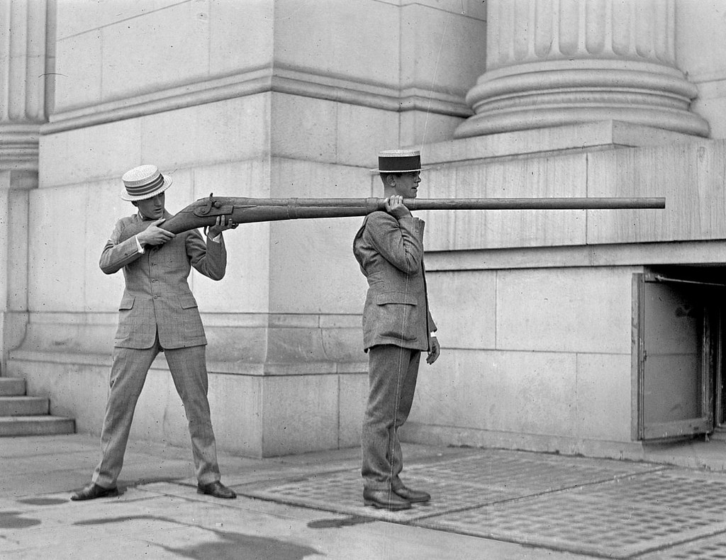 17. Punt guns were used for duck hunting at the turn of the last century. A single shot could kill up to 50 waterfowl resting on the surface of a pond or lake. ca 1900.