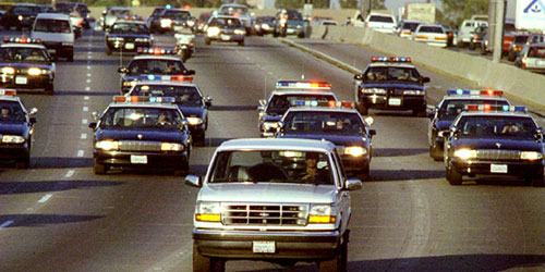 26. O.J. Simpson running from police on June 17, 1994.
