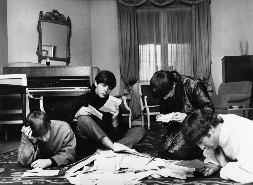 36. The Beatles reading fan mail, 1964