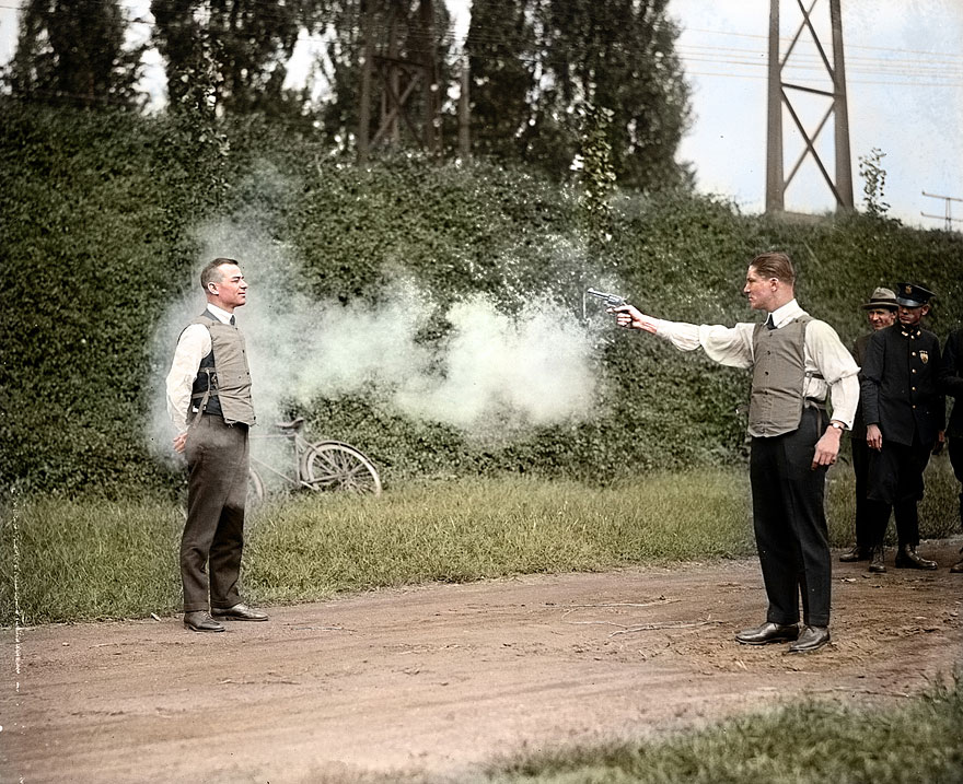 6. W.H. Murphy and his Associate Demonstrating their Bulletproof Vest on October 13, 1923